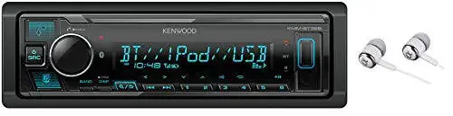 Автомагнитола Kenwood с Bluetooth, USB, MP3, WMA, AM/FM, цифровым медиаплеером, двумя телефонными подключениями, Pandora и бесплатными наушниками Alphasonik. - 1