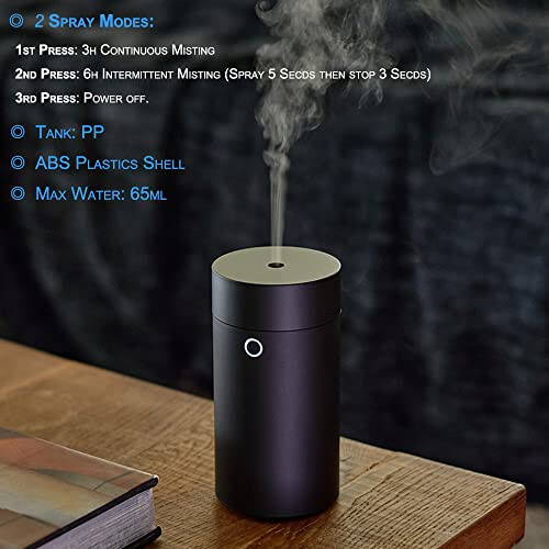 Avtomobil Difuzori Efir Moylari Uchun, Avtomobil Havo Tozalagichlari Xushbo'y Hidi Nemlantiruvchilar, USB bilan Ishlaydigan Ko'chma Sovuq Tuman Ultrasonik Nemlantiruvchilar Avtomobil Uyi Ofis Yotoqxonasi Uchun (Oddiy Qora) - 6