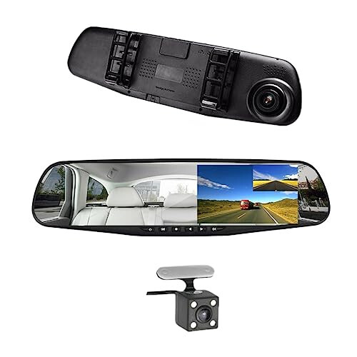 Avtomobil DVR Orqa Ko'zgu Video Yozuvchi 4.3 dyuymli Orqa Ko'zgu Kamera Ikki Linzali Kamera Kechasi Ko'rish Oldingi va Orqa Zaxira Orqaga Qaytish Xavfsizligi Avtomobil uchun - BEANGEL