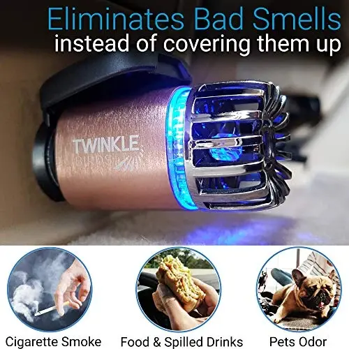 Avtomobil havo tozalagich ionizatori - 12V ulanadigan ionli antimikrobial avtomobil dezodoranti, ikkita USB zaryadlovchi bilan - Tutun hidi, uy hayvonlari va oziq-ovqat hidlari, allergenlar, viruslarni yo'q qiluvchi (Mat mis) - 2