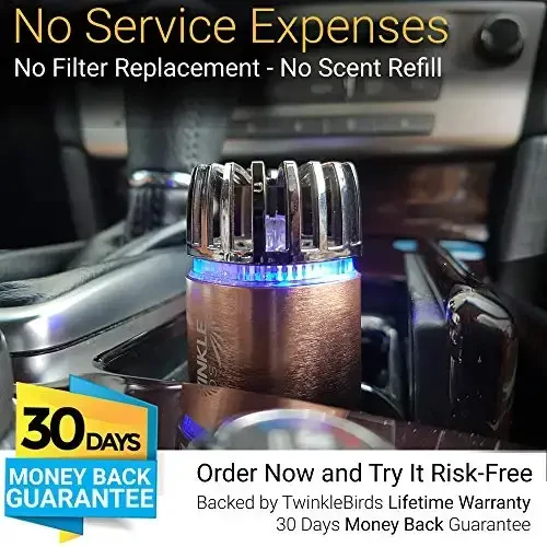 Avtomobil havo tozalagich ionizatori - 12V ulanadigan ionli antimikrobial avtomobil dezodoranti, ikkita USB zaryadlovchi bilan - Tutun hidi, uy hayvonlari va oziq-ovqat hidlari, allergenlar, viruslarni yo'q qiluvchi (Mat mis) - 6