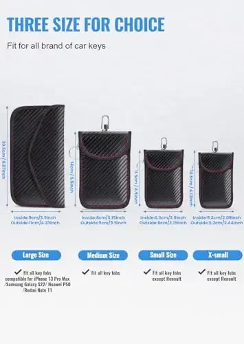 Avtomobil kalitlari uchun Faraday qoplami, Faraday sumkasi, Avtomobil RFID signalini to'suvchi ushlagich, Kalit Fob himoyachisi, Kalit fob qafasi Signalga qarshi o'g'irlik Fob qutisi (2 dona) - 2