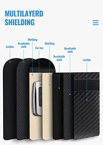 Avtomobil kalitlari uchun Faraday qoplami, Faraday sumkasi, Avtomobil RFID signalini to'suvchi ushlagich, Kalit Fob himoyachisi, Kalit fob qafasi Signalga qarshi o'g'irlik Fob qutisi (2 dona) - 4