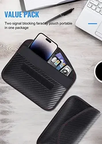 Avtomobil kalitlari uchun Faraday xaltasi, Faraday sumkasi, Avtomobil RFID signalini blokirovka qiluvchi ushlagich, Kalit Fob himoyachisi, Kalit fob qafasi Signal o'g'irlikka qarshi Fob Case (2 dona) - 6