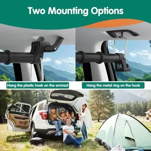 Avtomobil kiyim ilgichi, avtomobil sayohati uchun sozlanishi mumkin bo'lgan og'ir yuk ko'taruvchi ajinlarsiz ilgich 30-62 dyuym, sedanlar, SUVlar, pikaplar va boshqa ko'pgina transport vositalari uchun mos avtomobil ilgichi, 9 ta sirpanishga qarshi rezina halqalar bilan - 5