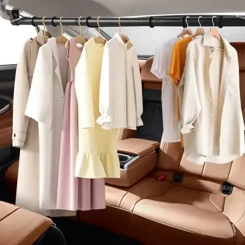 Avtomobil kiyimlari osilgic panjarasi, og'ir ilmoqlar bilan, 66 dyuymgacha cho'ziladigan novda, universal mos keladi, avtomobillar, yuk mashinalari, SUV, mikroavtobus, RV yo'l sayohatchilari uchun (premium qora) - 6