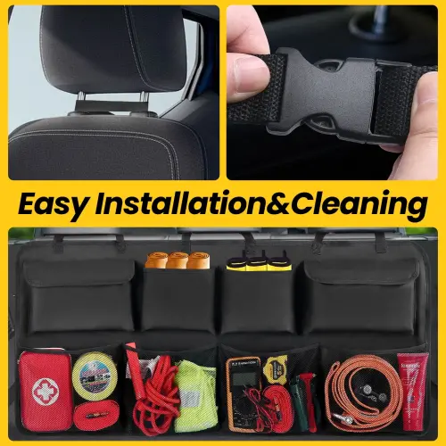 Avtomobil Magistral Tashkilotchisi, 8 ta Katta Saqlash Xaltachasi bilan Orqa O‘rindiqqa Osiladigan Tashkilotchi - SUV, Yuk mashinasi, Mikroavtobus Uchun Magistral Tashkilotchisi - Sizning Joyni Tejash Mutaxassisingiz - 5