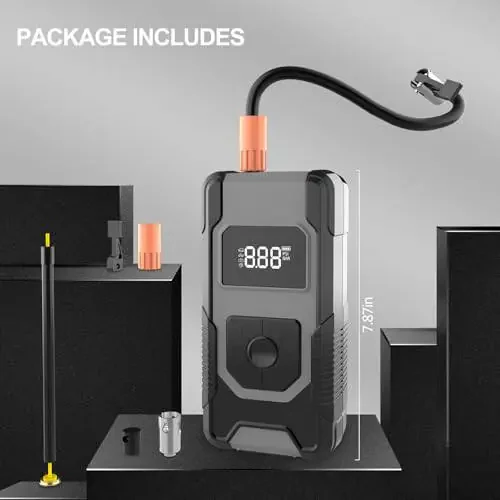 Avtomobil shinalari uchun portativ havo pompasi, 160PSI shinalar inflyatori Portativ havo kompressori, bosim o'lchagich va LED displeyli 4X avtomobil shinalari havo pompasi, avtomobil mototsikl yuk mashinasi va to'p uchun avtomatik o'chirish havo pompasi. - 4