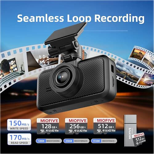 Avtomobil uchun 4K/2160P old kamerali Dash Cam, 5G Wi-Fi va Bluetooth ilovasi bilan, o'rnatilgan GPS 3.0” IPS ekranli Dashcam 140° keng burchak, G-sensor, HDR, tungi ko'rish, 24 soatlik to'xtash rejimi (S1(4K)) - 6