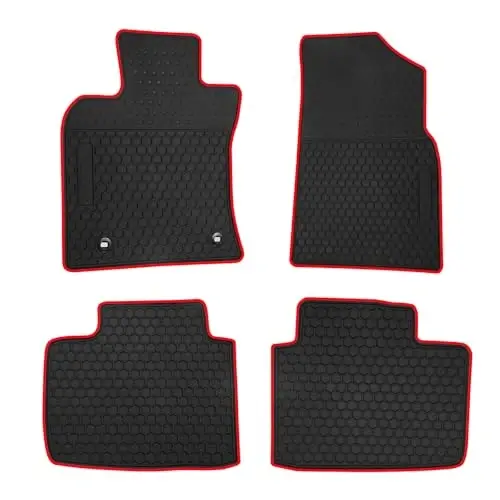 Car Floor Mats Custom Fit for Toyota Camry 9th 2025 Black Red Rubber Car Floor Liners Set All Weather Season Protection Heavy Duty Odorless - 1