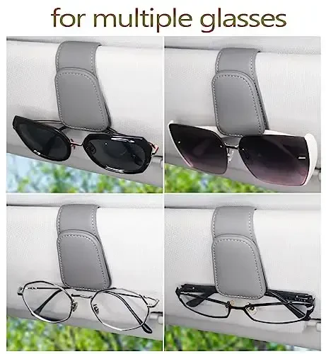 Avtomobil uchun magnitli charm ko'zoynak ushlagichi, Avtomobil visoriga uchun ko'zoynak qisqichi, Turli o'lchamdagi ko'zoynaklar uchun avto ichki aksessuarlari (kulrang) - 6