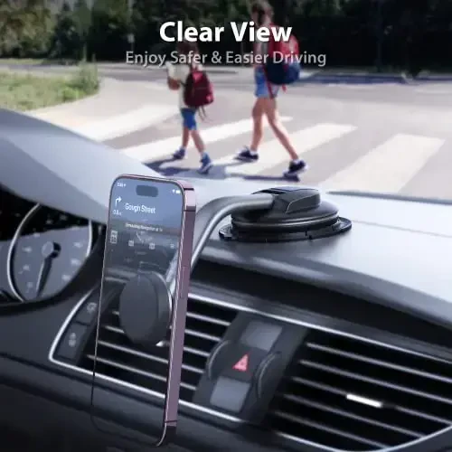 Avtomobil uchun magnitli telefon ushlagichi, [Kuchli magnitlar va harbiy darajadagi so'rg'ich] Avtomobil telefon ushlagichi O'rnatish paneli Oyna mobil telefon ushlagichi Avtomobil uchun telefon stendi iPhone Android Avtomobil beshigi (kulrang) - 5