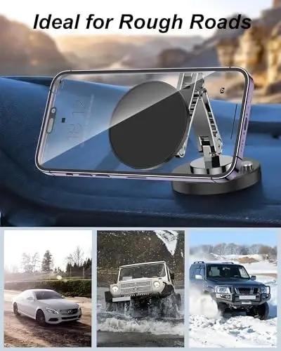 Avtomobil uchun magnitli telefon ushlagichi, [Super Magnitni yangilash] Avtomobil uchun magnitli telefon o'rnatgichi, G'ilofga mos, [360° aylanish] iPhone Samsung uchun universal asboblar paneli avtomobil o'rnatgichi, barcha smartfonlar - 4