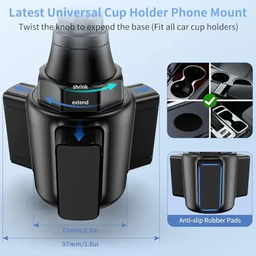 Avtomobil uchun stakan telefon ushlagichlari, universal sozlanishi poydevor va uzun bo'yinli avtomobil telefon o'rnatish moslamasi, iPhone Samsung Google barcha 4-7 dyuym uchun uyali telefon ushlagichi avtomobil aksessuarlari/yuk mashinalari/golf aravachasi/yugurish yo'lakchasi - BOKILINO (1)