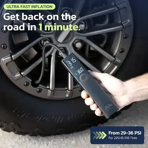 Avtomobil, velosiped, mototsikl, SUV, yo'ltanlamas va yuk mashinalari uchun g'ildirak shishirgich portativ havo kompressori - tezkor avtomobil pompasi, 150 PSI, simsiz 12V DC, LED displeyli favqulodda chiroq Woowind (Ventus pro + g'ildirak plomba moddasi) - WOOWIND (1)