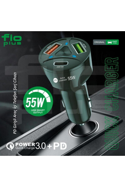 Avtomobil Zaryadlagichi 2 Usb + 20w Pd Zaryadlash Chiqishi bilan Tez Zaryadlash Qo'llab-quvvatlash 55w - 5