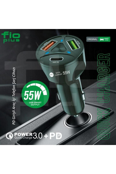 Avtomobil Zaryadlagichi 2 Usb + 20w Pd Zaryadlash Chiqishi bilan Tez Zaryadlash Qo'llab-quvvatlash 55w - GENEL MARKALAR