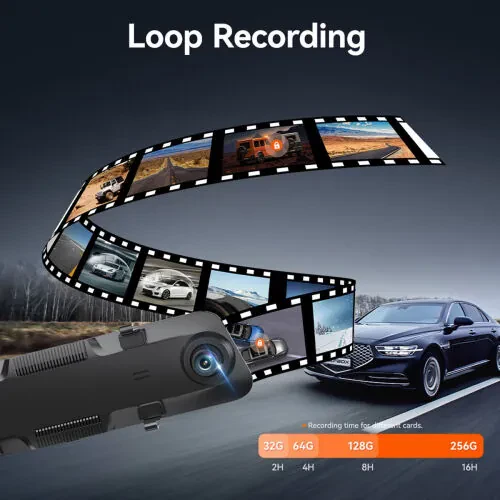 Автомобильная камера WolfBox Dash, Автомобильная камера 4K с WiFi и GPS, 12'' 4K+1080P камеры заднего вида с супер ночным видением, четкое отображение номера транспортного средства, бесплатная карта 64 ГБ - 9