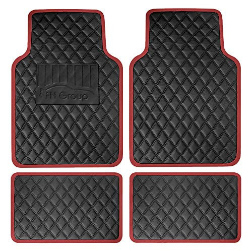 Автомобильные коврики FH Group Universal Fit Diamond Pattern Faux Leather для большинства автомобилей, внедорожников и грузовиков Бордовый - 1