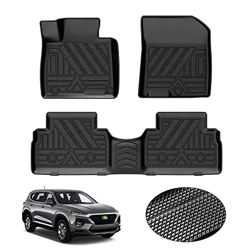 Автомобильные коврики KUST для Hyundai Santa Fe 2019-2020 (5 мест), всепогодные коврики TPE, передние и задние 2 ряда с высокими бортиками, нескользящие - 1