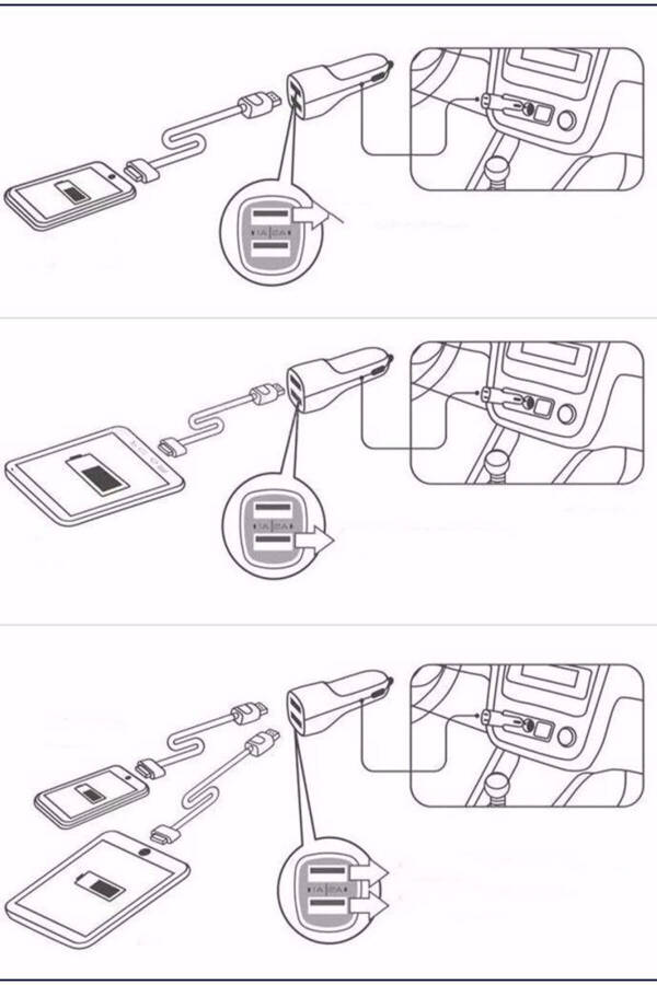Автомобильный 3-в-1 зарядный кабель автомобильное зарядное устройство для прикуривателя 2-х комплектный набор автомобильных аксессуаров - 7