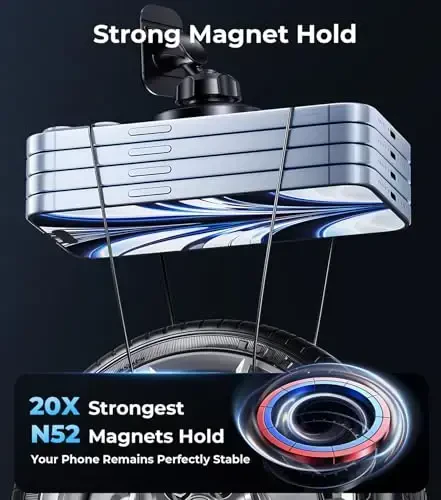 Автомобильный держатель для Qi2 MagSafe беспроводной зарядки, 2-в-1 крепление на приборную панель и вентиляционное отверстие, прочный клей, термостойкость, вращение на 360°, магнитный держатель телефона для ваших автомобильных аксессуаров для iPhone 16 Pro Max - 5