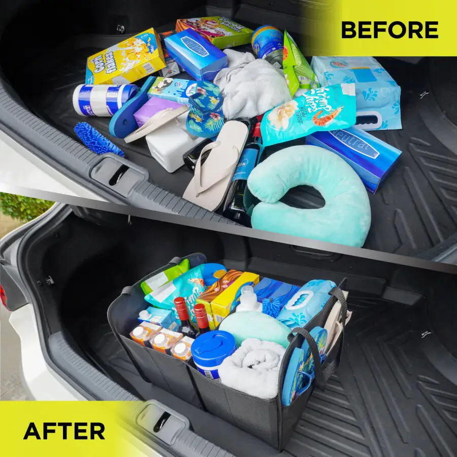 Автомобильный органайзер для багажника Auto Drive Automotive Black Hard-Sided Collapsible Trunk Organizer 1 Pack, 18,5