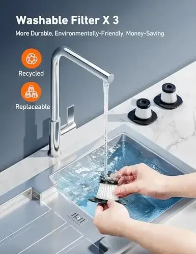 Автомобильный пылесос AstroAI, автомобильные аксессуары, портативный ручной пылесос с питанием 12 В постоянного тока, 16,4 фута шнура для прикуривателя, светодиодный фонарь, комплект для очистки автомобиля с 3 фильтрами для быстрой очистки (красный) - 6