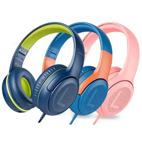 awatrue Kids Headphones with Cord - Comfortable and Durable Toddler Headphones for School and Work, Ideal Gift for Kids, Sons, Daughters Sound and Safe Listening Experience 