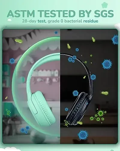 awatrue Kids Headphones for School Toddler Wired with Microphone Plug in Bulk Boys Headset Girls 3+ Year Old Green - 5