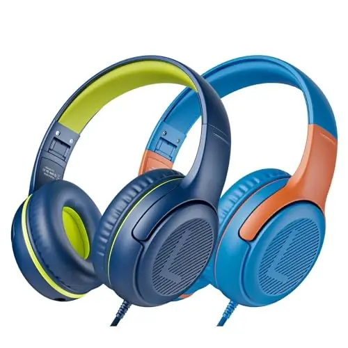 awatrue Kids Headphones Wired Toddler Headphones with Microphone, Over-Ear Headphones, 85/94dB Volume-Limiting, 3.5mm Jack, Foldable On-Ear Design - Safe & Comfortable for Learning BRBO - 1