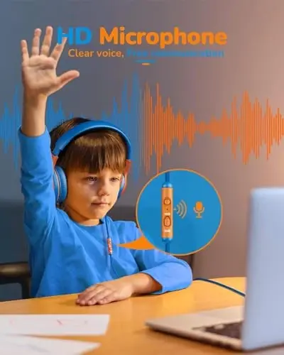 awatrue Kids Headphones Wired Toddler Headphones with Microphone, Over-Ear Headphones, 85/94dB Volume-Limiting, 3.5mm Jack, Foldable On-Ear Design - Safe & Comfortable for Learning BRBO - 4