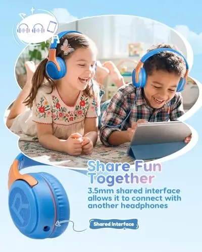 Awatrue Kids Headphones Wired Toddler Headphones with Microphone, Over-Ear Headphones, 85/94dB Volume-Limiting, 3.5mm Jack, Foldable On-Ear Design - Safe & Comfortable for Learning & Entertainment - 5