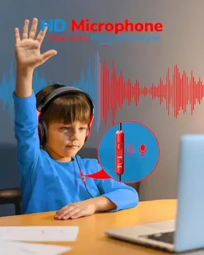 awatrue Kids Headphones Wired Toddler with Microphone, Over-Ear Headphones, 85/94dB Volume-Limiting, 3.5mm Jack, Foldable On-Ear Design - Safe & Comfortable for Learning & Entertainment - 3