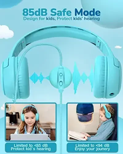 awatrue Toddler Kids Headphones Wired - Headphones for Kids Volume Limit 85/94dB Headset 3.5mm Jack Adjustable Foldable Headsets for Girls Boys Children Teens Pad Smartphones School - 4