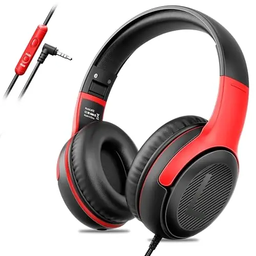 awatrue Kids Headphones Wired Toddler with Microphone, Over-Ear Headphones, 85/94dB Volume-Limiting, 3.5mm Jack, Foldable On-Ear Design - Safe & Comfortable for Learning & Entertainment - 1