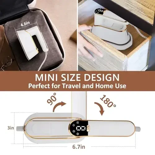 AWESQCQ Micro Steam Iron for Clothes, Portable Handheld Travel Garment Steamers with Dry & Wet Ironing, 1000W 20S Fast Heat Up Steaming, Rotating Foldable Mini Garment Steamer Machine (1PCS, White) - 3
