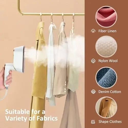 AWESQCQ Micro Steam Iron for Clothes, Portable Handheld Travel Garment Steamers with Dry & Wet Ironing, 1000W 20S Fast Heat Up Steaming, Rotating Foldable Mini Garment Steamer Machine (1PCS, White) - 2