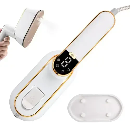 AWESQCQ Micro Steam Iron for Clothes, Portable Handheld Travel Garment Steamers with Dry & Wet Ironing, 1000W 20S Fast Heat Up Steaming, Rotating Foldable Mini Garment Steamer Machine (1PCS, White) 