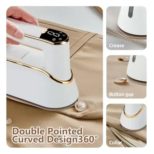 AWESQCQ Micro Steam Iron for Clothes, Portable Handheld Travel Garment Steamers with Dry & Wet Ironing, 1000W 20S Fast Heat Up Steaming, Rotating Foldable Mini Garment Steamer Machine (1PCS, White) - 6