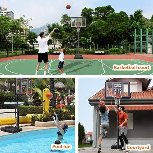 AWII SPORT Portable Basketball Hoop Outdoor, 4.8-10FT Height Adjustable Basketball Hoop Goal System with 44-48 Inch Impact Backboard and Portable Wheels for Adults - 2