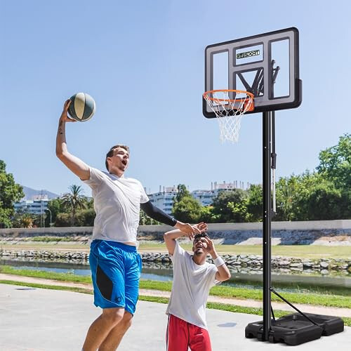 AWII SPORT Portable Basketball Hoop Outdoor, 4.8-10FT Height Adjustable Basketball Hoop Goal System with 44-48 Inch Impact Backboard and Portable Wheels for Adults - 5