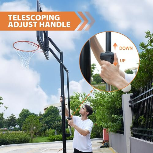 AWII SPORT Portable Basketball Hoop Outdoor, 4.8-10FT Height Adjustable Basketball Hoop Goal System with 44-48 Inch Impact Backboard and Portable Wheels for Adults - 6