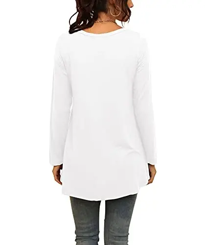 AWULIFFAN Women's Casual Round Neck Long Sleeve Loose Tunic T-Shirt Blouse Tops - 3