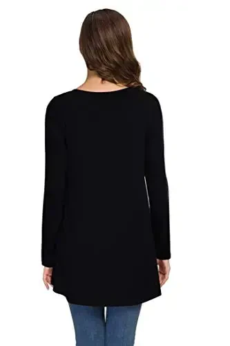 AWULIFFAN Women's Casual Round Neck Long Sleeve Loose Tunic T-Shirt Blouse Tops - 3