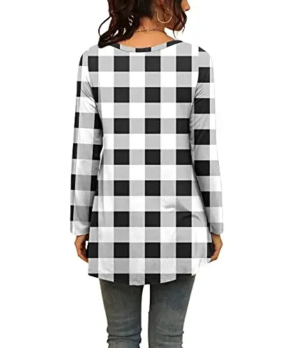 AWULIFFAN Women's Casual Round Neck Long Sleeve Loose Tunic T-Shirt Blouse Tops - 3