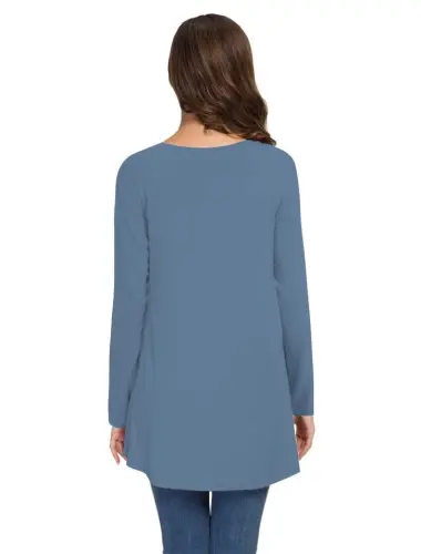 AWULIFFAN Women's Fall Long Sleeve V-Neck T-Shirt Sleepwear Tunic Tops Blouse Shirts - 4