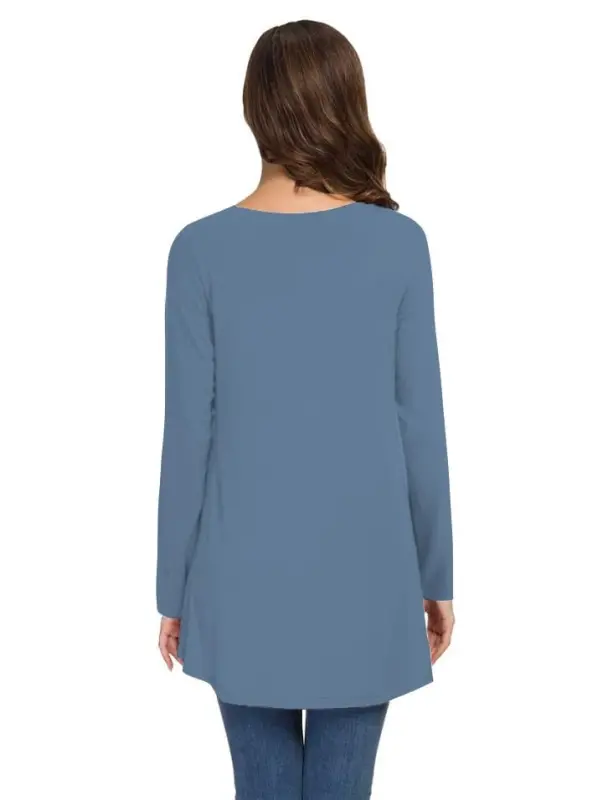 AWULIFFAN Women's Fall Long Sleeve V-Neck T-Shirt Sleepwear Tunic Tops Blouse Shirts - 4