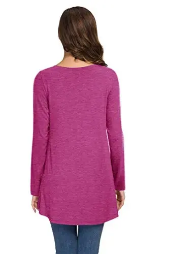 AWULIFFAN Women's Fall Long Sleeve V-Neck T-Shirt Sleepwear Tunic Tops Blouse Shirts - 4