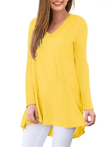 AWULIFFAN Women's Fall Long Sleeve V-Neck T-Shirt Sleepwear Tunic Tops Blouse Shirts - 2
